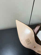 DIOR 26S POINTED-TOE HIGH HEELS 70MM IN DARK BROWN SUEDE GOLD HARDWARE