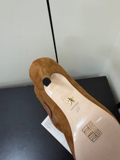 DIOR 26S POINTED-TOE HIGH HEELS 70MM IN TAN BROWN SUEDE GOLD HARDWARE