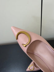 DIOR 26S POINTED-TOE HIGH HEELS 70MM IN PINK CALFSKIN GOLD HARDWARE