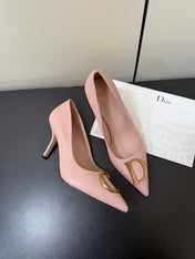 DIOR 26S POINTED-TOE HIGH HEELS 70MM IN PINK CALFSKIN GOLD HARDWARE