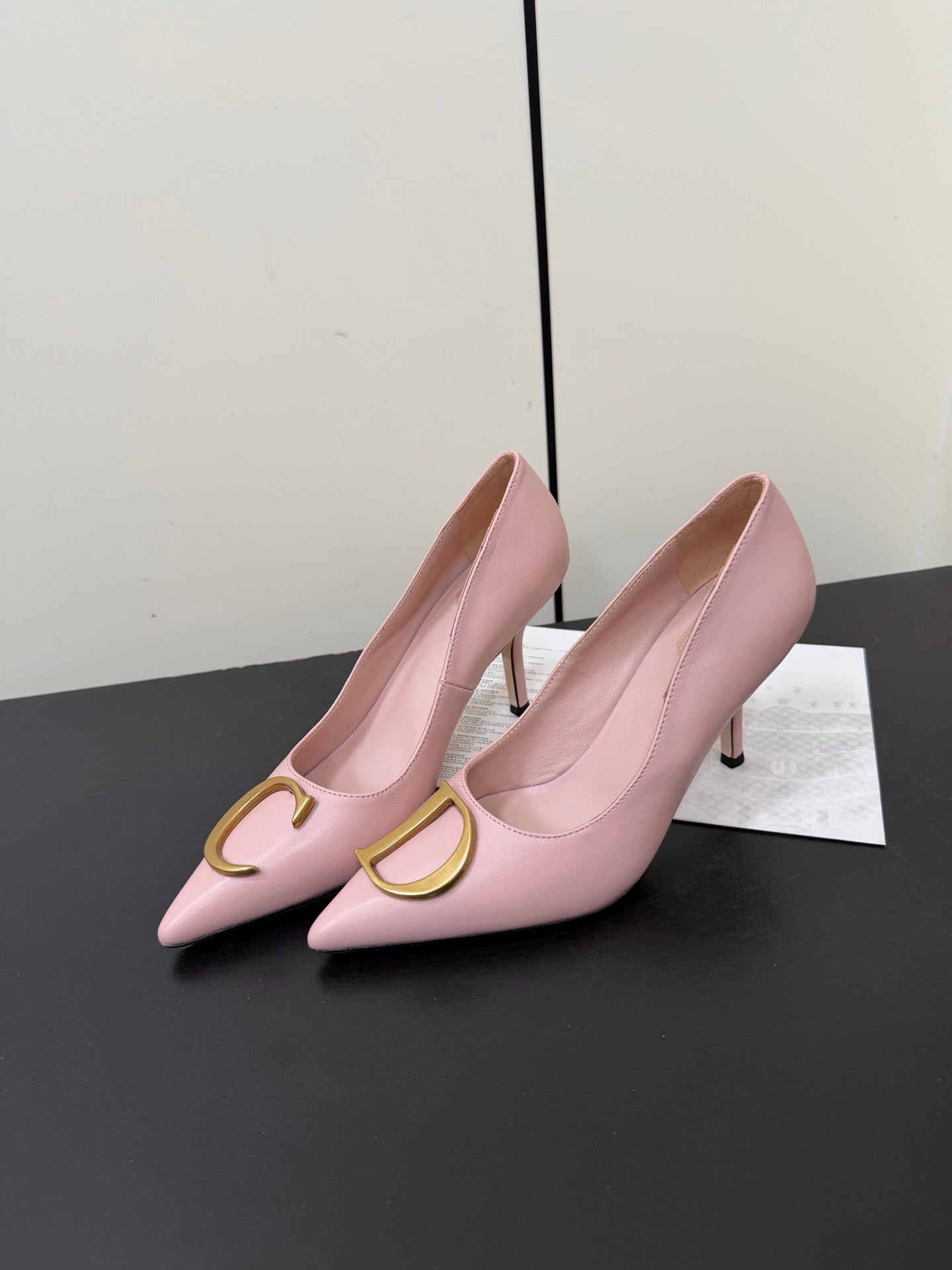 DIOR 26S POINTED-TOE HIGH HEELS 70MM IN PINK CALFSKIN GOLD HARDWARE