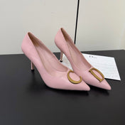 DIOR 26S POINTED-TOE HIGH HEELS 70MM IN PINK CALFSKIN GOLD HARDWARE