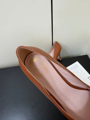 DIOR 26S POINTED-TOE HIGH HEELS 70MM IN RUST BROWN CALFSKIN GOLD HARDWARE
