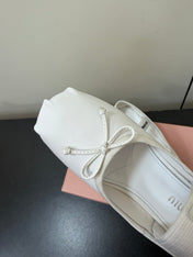 MIUMIU 26S FAIRY BALLET FLATS IN WHITE CALFSKIN