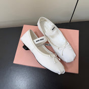MIUMIU 26S FAIRY BALLET FLATS IN WHITE CALFSKIN