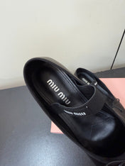 MIUMIU 26S FAIRY BALLET FLATS IN BLACK CALFSKIN