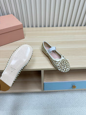 RHINESTONES MARY JANE FLATS IN CREAM SUEDE