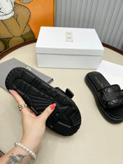 PLATFORM SLIDES 25S 50MM IN BLACK CALFSKIN AND ELECTRIC FABRIC