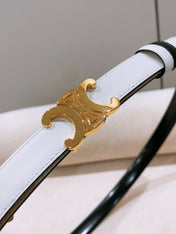 CELINE 26S REVERSIBLE BELT 18 MM IN WHITE AND BLACK CALFSKIN 656086