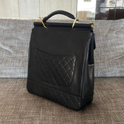CHANEL 26S TOP HANDLE SHOPPING BAG 34 IN BLACK LAMBSKIN GOLD HARDWARE