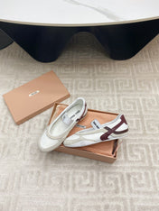BALLET FLAT SHOES IN WHITE MESH AND BEIGE SUEDE