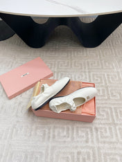 MARY JANE FLATS IN WHITE SMOOTH LAMBSKIN