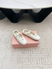 MARY JANE FLATS IN WHITE SMOOTH LAMBSKIN