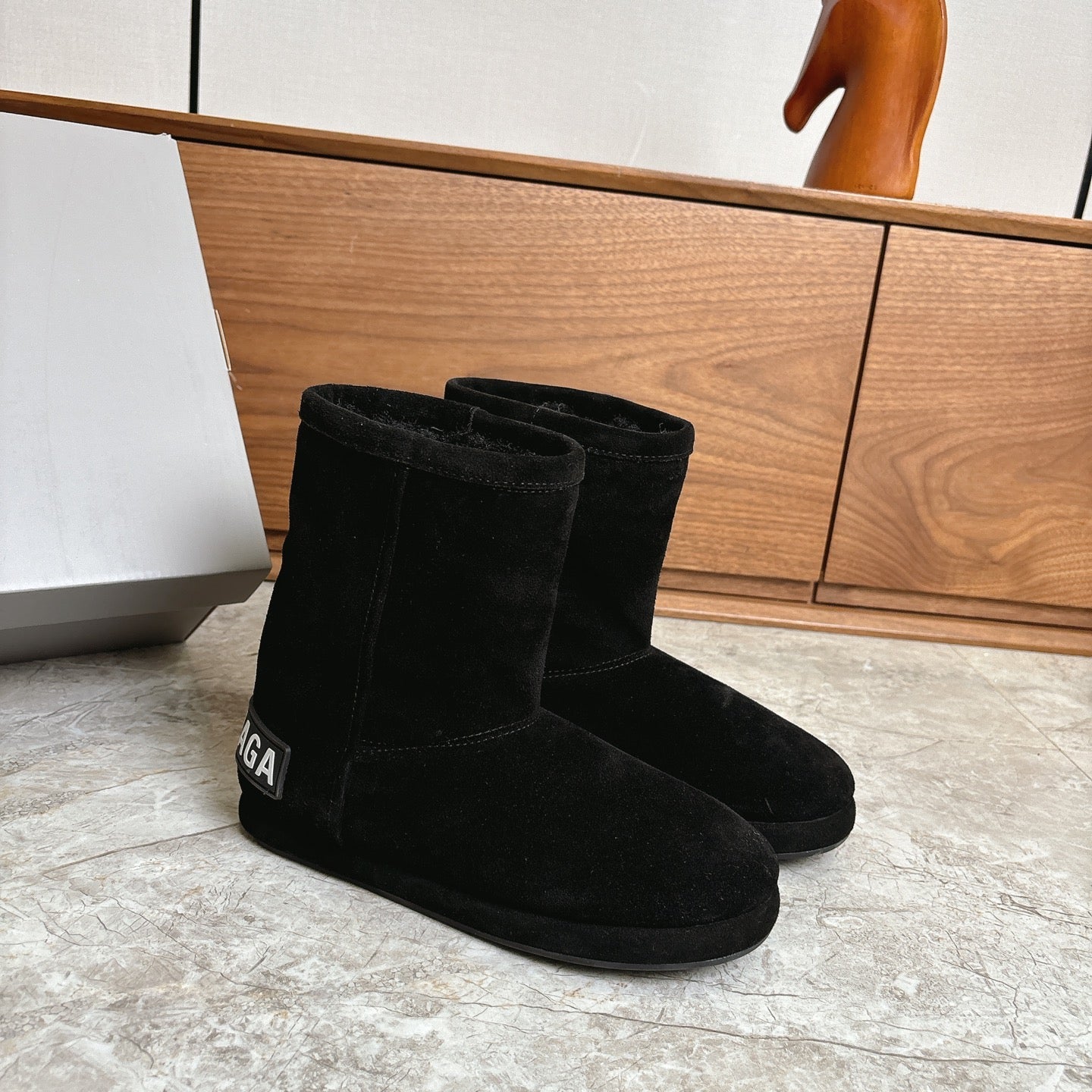 BALENCIAGA 25S ALASKA ANKLE BOOTS IN BLACK SUEDE