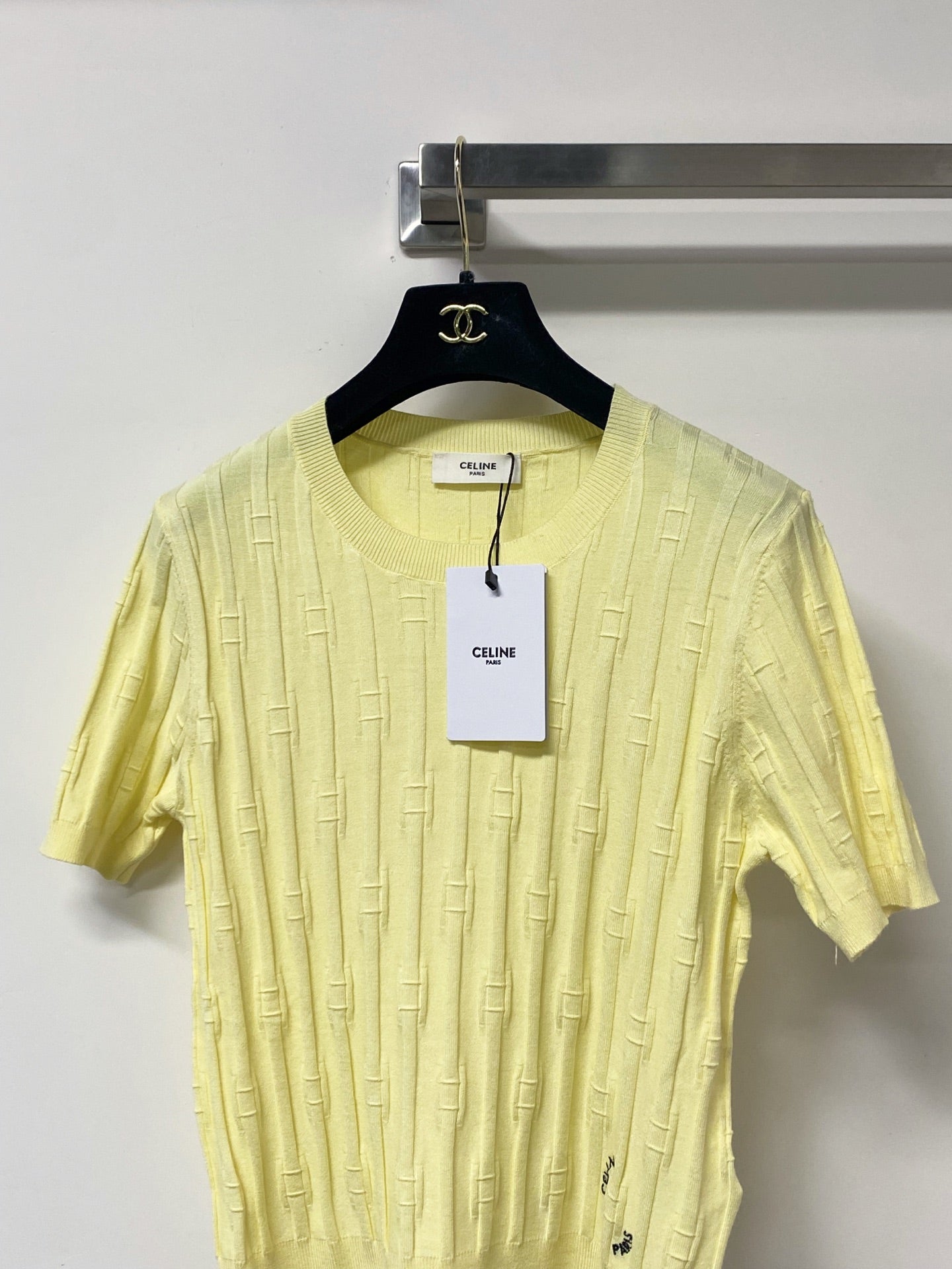 CELINE 26S LOGO SHORT-SLEEVE KNIT TOP 186