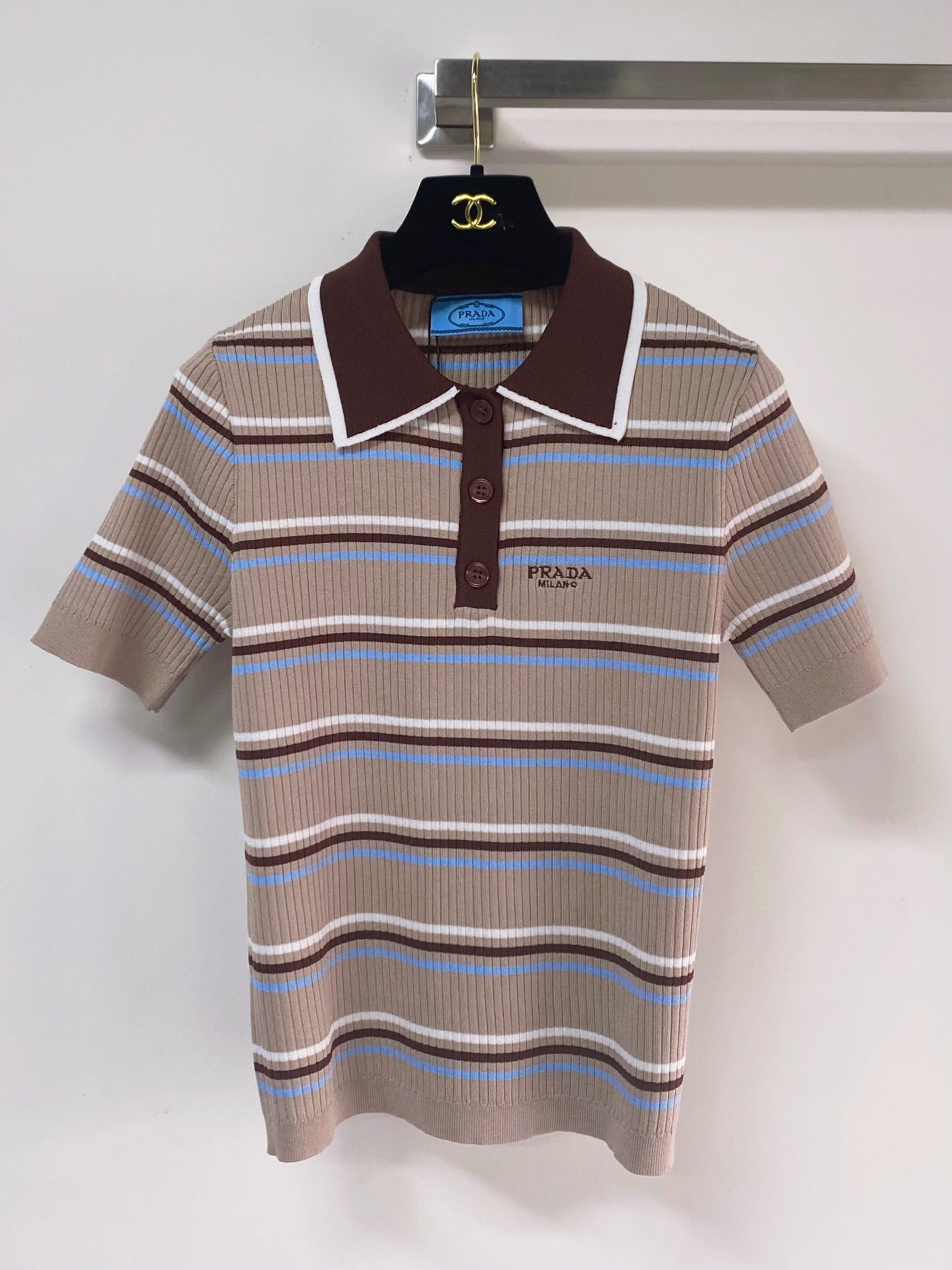 PRADA 26S SHORT-SLEEVED KNIT POLO SHIRT STYLE 893