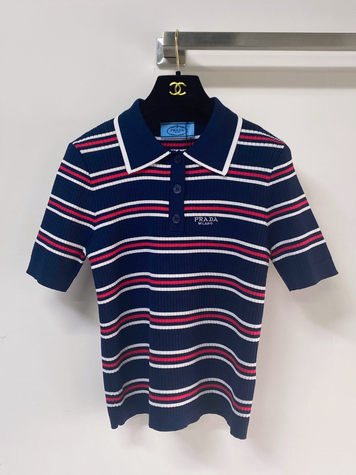 PRADA 26S SHORT-SLEEVED KNIT POLO SHIRT STYLE 892