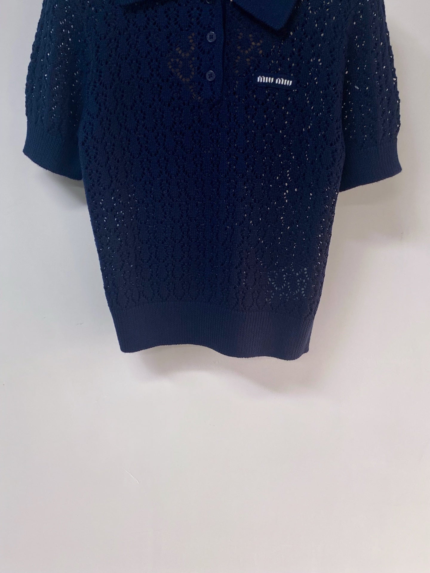 MIUMIU 26S SHORT-SLEEVED KNIT POLO SHIRT STYLE 1138