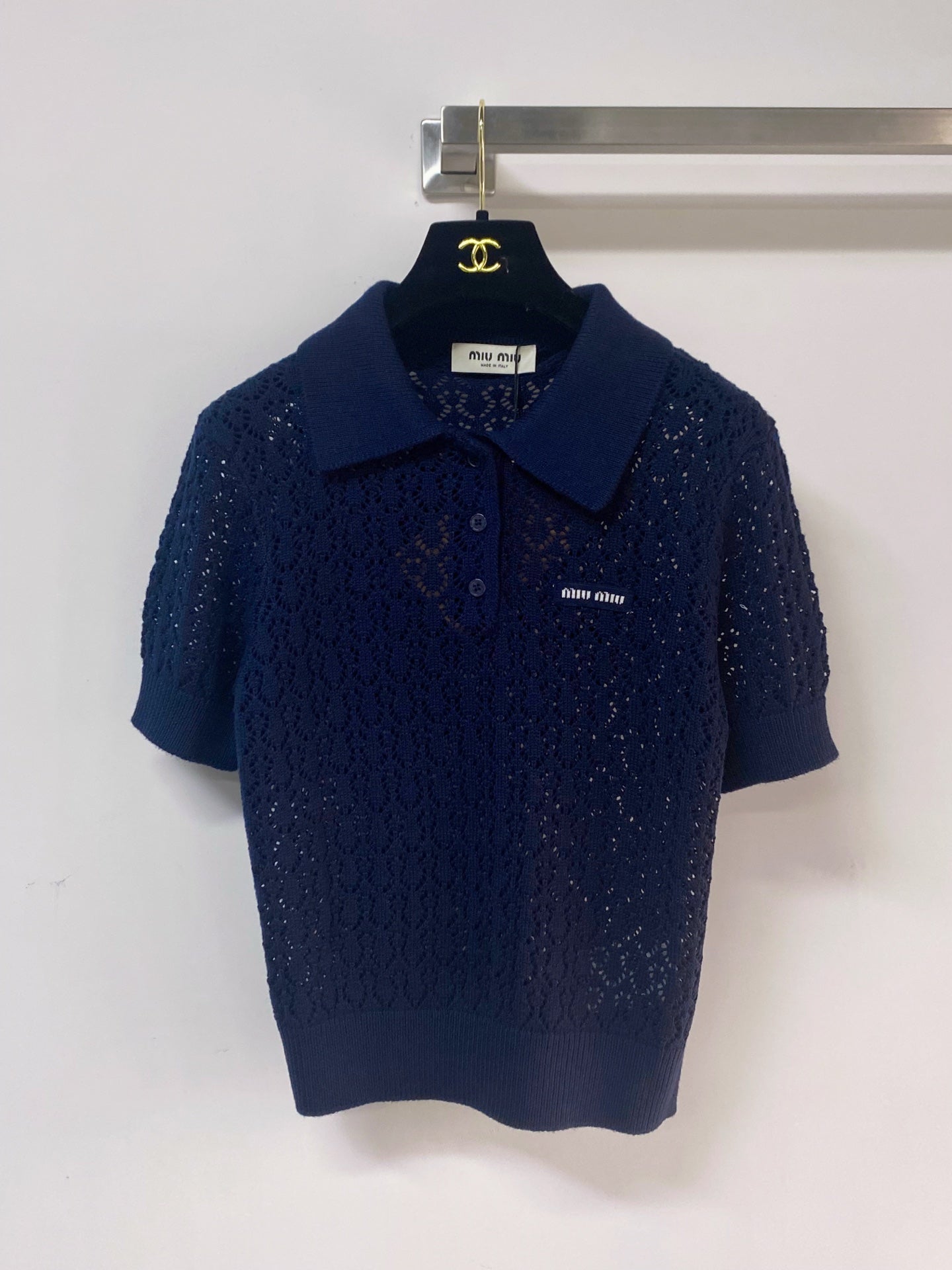 MIUMIU 26S SHORT-SLEEVED KNIT POLO SHIRT STYLE 1138