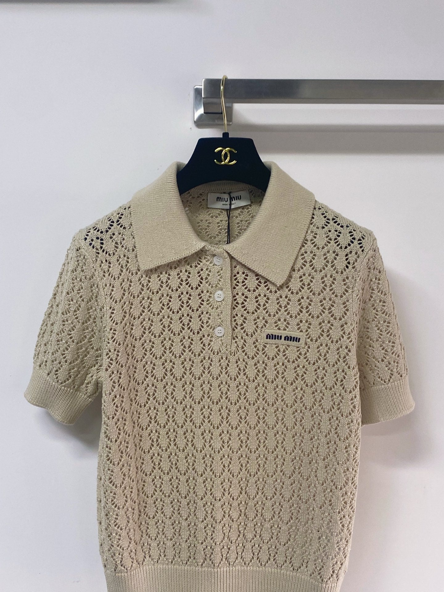 MIUMIU 26S SHORT-SLEEVED KNIT POLO SHIRT STYLE 1137