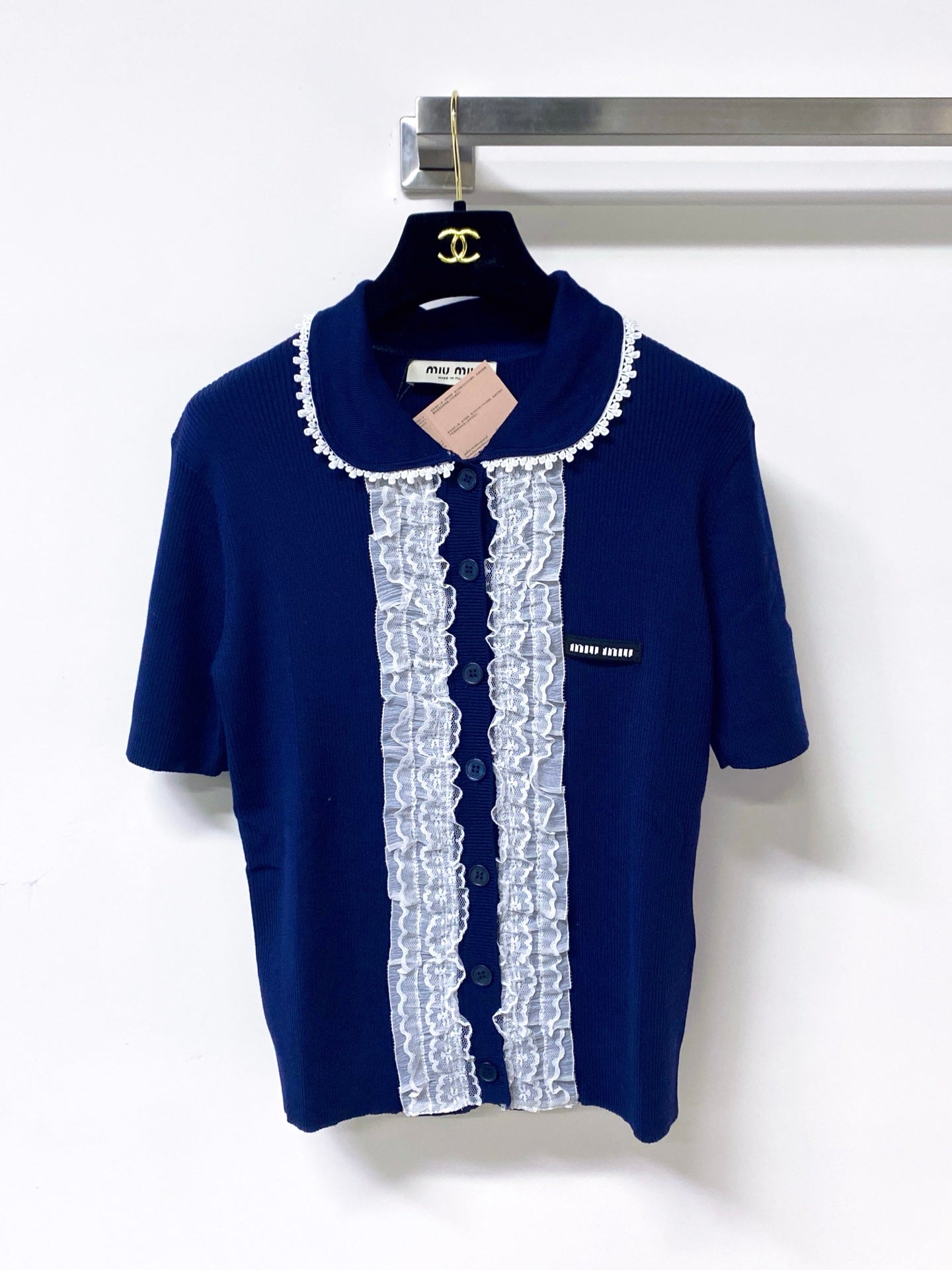 MIUMIU 26S SHORT-SLEEVED KNIT POLO SHIRT STYLE 1053