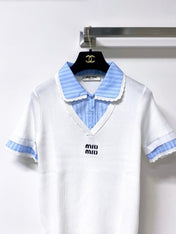 MIUMIU 26S SHORT-SLEEVED KNIT POLO SHIRT STYLE 1054