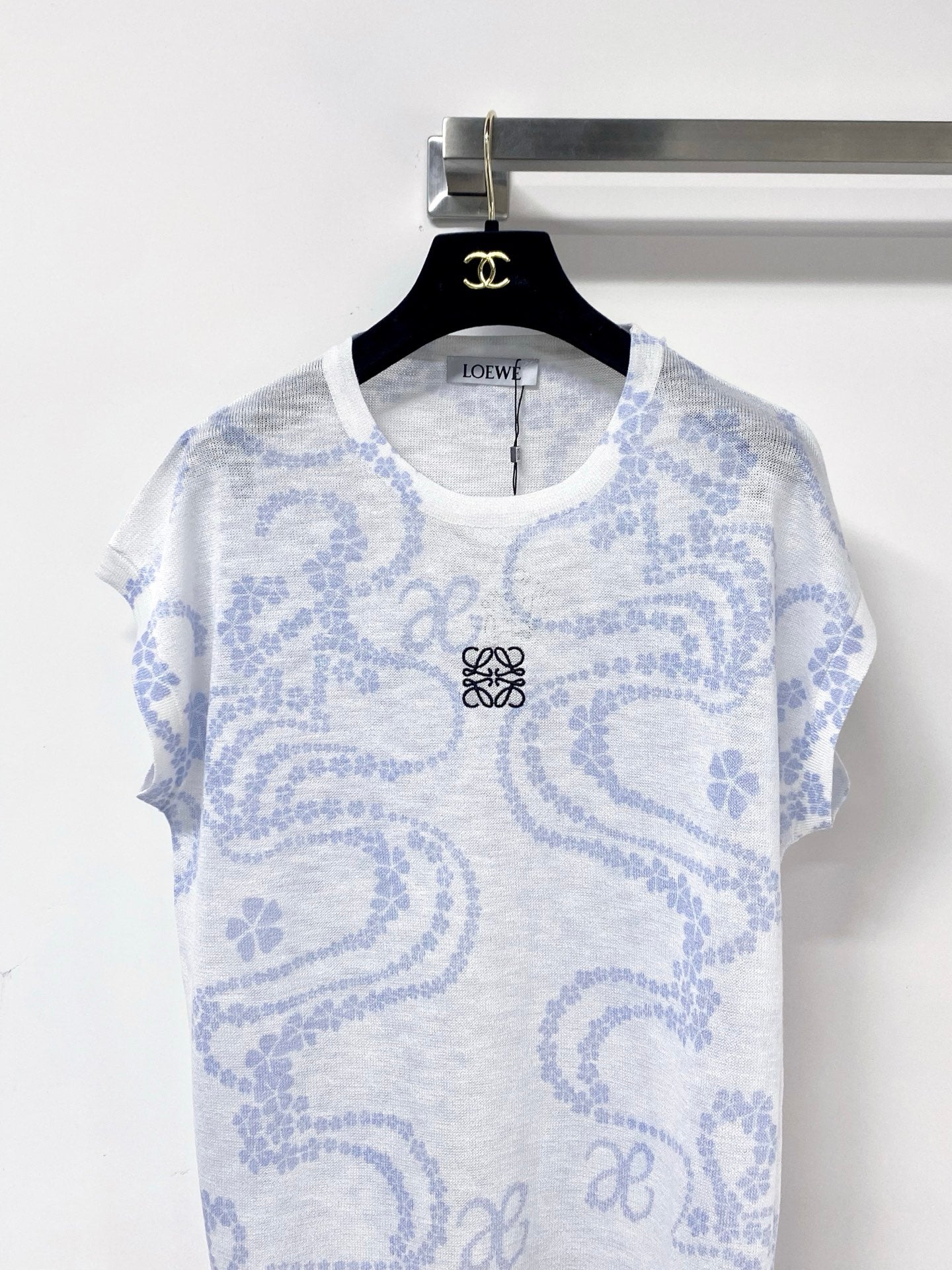 LOEWE 26S SHORT SLEEVE PRINTED KNIT TOP 519
