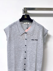 MIUMIU 26S SLEEVELESS KNIT POLO TOP 1167