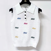 MIUMIU 26S SLEEVELESS KNIT POLO TOP 1236