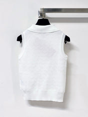 MIUMIU 26S SLEEVELESS KNIT POLO TOP 1236