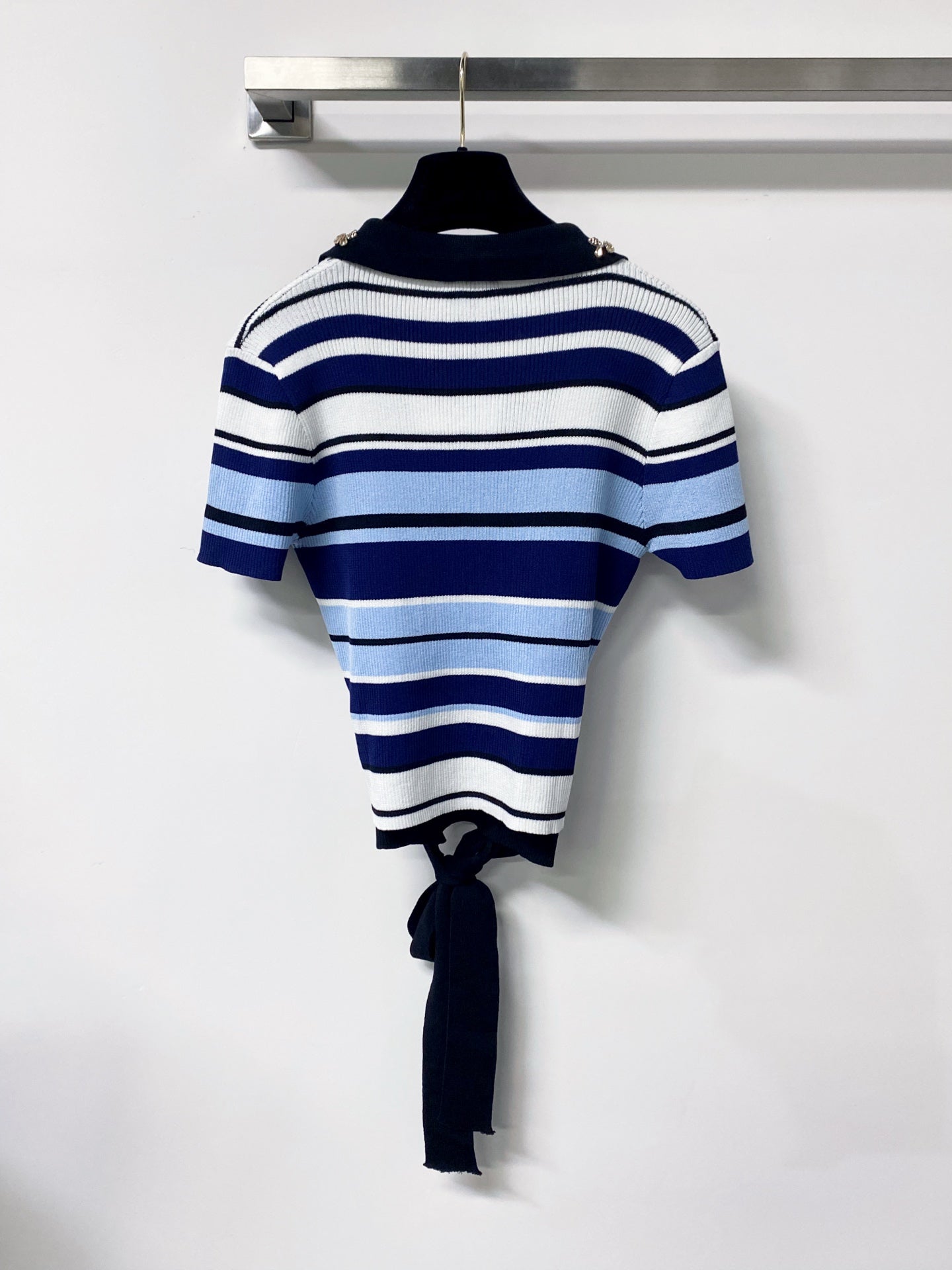 CHANEL 26S EMBELLISHED KNIT POLO TOP 1470