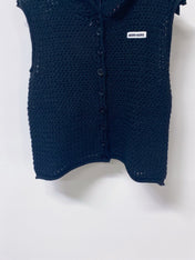 MIUMIU 26S HOODED OPEN-MESH KNIT VEST 1581