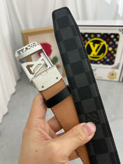 LV 25S BELT 35 MM IN BLACK MIX GREY CALFSKIN 593275
