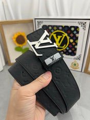 LV 25S BELT 38 MM IN BLACK CALFSKIN STAMP LOGO 593295