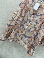 ZIMMER STAND-COLLAR PRINTED STUDDED TOP AND HIGH-WAIST FLARED SKIRT SET