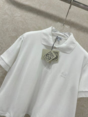 LOEWE OVERSIZED CROPPED POLO SHIRT WITH EMBROIDERED LOGO IN WHITE