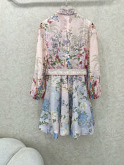 ZIMMER FLORAL DRESS WITH STAND COLLAR AND BELT 269180