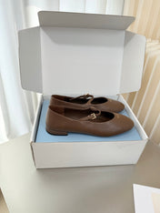 PRADA 26S BALLERINAS IN BROWN SMOOTH CALFSKIN