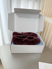 PRADA 26S MARY JANE BALLET IN MAROON RED SHEARLING