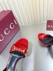 GUCCI 26S SLINGBACK PUMP 105 MM IN RED GLOSSY CALFSKIN