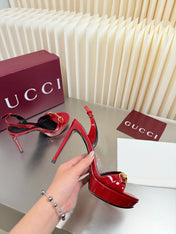 GUCCI 26S SLINGBACK PUMP 105 MM IN RED GLOSSY CALFSKIN