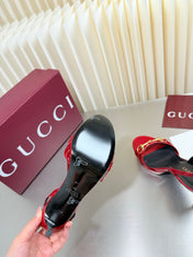 GUCCI 26S SLINGBACK PUMP 105 MM IN RED GLOSSY CALFSKIN