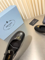 PRADA 26S MARY JANE FLATS IN BLACK CALFSKIN STYLE 2
