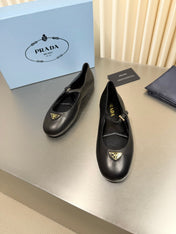 PRADA 26S MARY JANE FLATS IN BLACK CALFSKIN STYLE 2