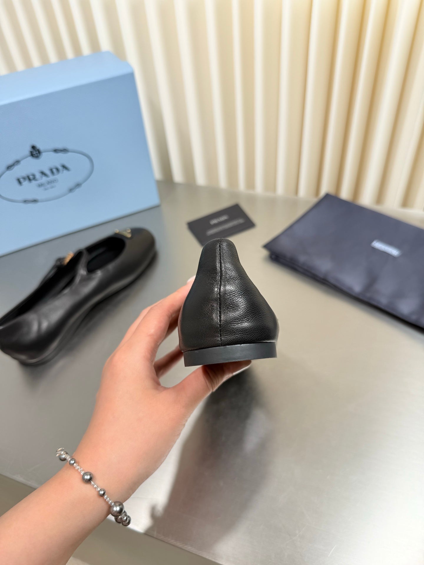 PRADA 26S MARY JANE FLATS IN BLACK CALFSKIN STYLE 2