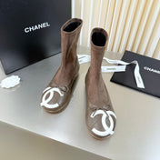 CHANEL 26S ANKLE BOOTS IN BROWN CALFSKIN AND SUEDE SQUARE TOE