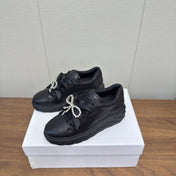 JIMMY CHOO 26S SNEAKERS 55 MM IN BLACK CALFSKIN WITH CRYSTAL BOW
