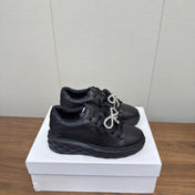 JIMMY CHOO 26S SNEAKERS 55 MM IN BLACK CALFSKIN WITH CRYSTAL BOW