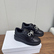 JIMMY CHOO 26S SNEAKERS 55 MM IN BLACK CALFSKIN WITH CRYSTAL BOW
