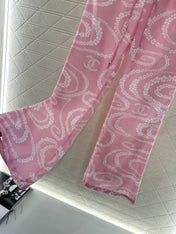 CHANEL PINK PRINTED DENIM PANTS